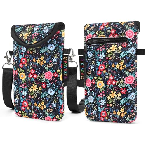 Flap Closure Secure Cell Phone Bag with Card Pocket for iPhone & Samsung - color: Garden Alike