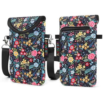Flap Closure Secure Cell Phone Bag with Card Pocket for iPhone & Samsung - color: Garden Alike