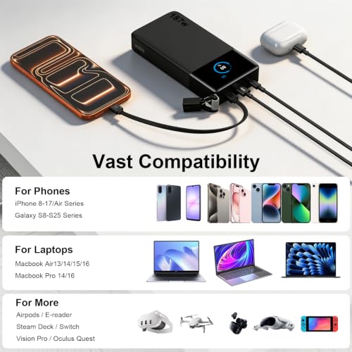 NOBIS Portable Charger 187W 25000mAh Power Bank w/Smart Display APP