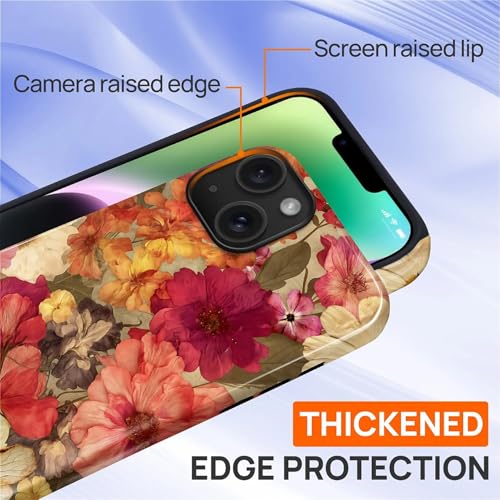 Case for iPhone 13 iPhone 14, Shockproof Hybrid Protective Phone Case, Dual-Layer Drop Protection Anti-Scratch, Pressed Flower - color: Pressed Flower, size: iPhone 13 14