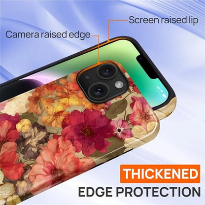 Case for iPhone 14 Plus, Shockproof Hybrid Protective Phone Case, Dual-Layer Drop Protection Anti-Scratch, Pressed Flower - color: Pressed Flower, size: iPhone 14 Plus