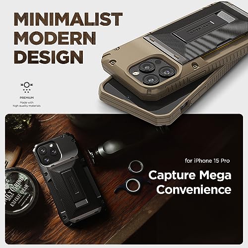 VRS DESIGN Damda Glide Hybrid Phone Case Designed for iPhone 15 Pro (2023), Functional Sturdy Wallet Card Holder Kickstand Case Compatible with iPhone 15 Pro (Matte Black) - color: Matte Black, size: iPhone 15 Pro