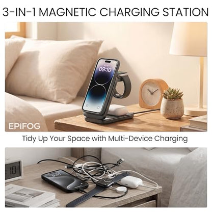 3 in 1 Charging Station Foldable Fast Charging for Magsafe Silver - color: Silver
