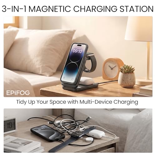 3 in 1 Charging Station Foldable Fast Charging for Magsafe Gray - color: Gray