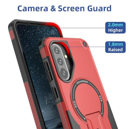 for Galaxy A37/A36-5G Case Military-Grade Dropproof Phone/Invisible Kickstand with MagSafe/HD Screen Protector, Protective Magnetic Phone Cover for Samsung Galaxy A37 4G/5G&A36 5G (Red) - color: Red