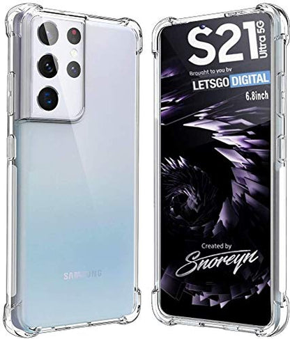 Compatible with Samsung Galaxy S21 Ultra 5G Clear Phone Cases, Shockproof Flexible TPU Protective Cover,Drop-Protection and Anti-Scratch 6.8" S21 Ultra Clear