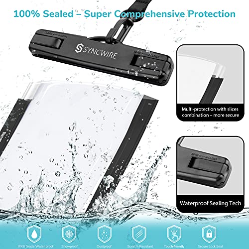 SYNCWIRE Waterproof Phone Pouch IPX8 Beach Cruise Travel Essentials 2 Pack | Cell Phone Dry Bag, Waterproof Phone Case for iPhone Samsung, Touch Screen, Adjustable Lanyard, UP to 7 Inches - color: Black+Green