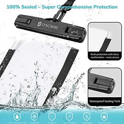 SYNCWIRE Waterproof Phone Pouch IPX8 Beach Cruise Travel Essentials 2 Pack | Cell Phone Dry Bag, Waterproof Phone Case for iPhone Samsung, Touch Screen, Adjustable Lanyard, UP to 7 Inches - color: Black+Green
