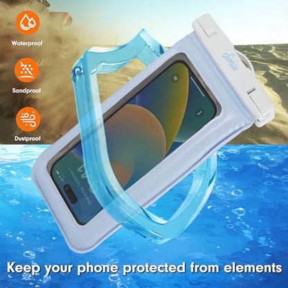 Sonix Waterproof Phone Pouch - Floating Phone Case Dry Bag w/Crossbody Lanyard - Beach Cruise Travel Essentials - Compatible w/All Devices, Touchscreen Friendly | Jelly Blue - color: Jelly Blue