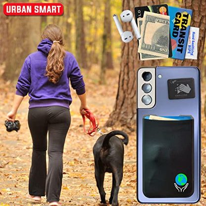 Phone Wallet - Adhesive Card Holder - Cell Phone Pouch - Stick on Lycra Pocket by Gecko - Carry Credit Cards and Cash - color: EARTH BLACK