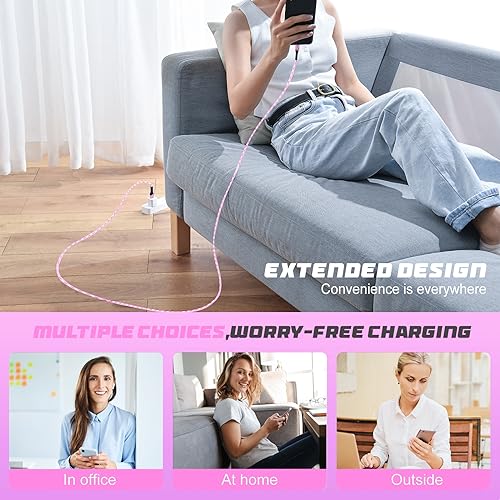 AGOZ 2 Pack Pink Apple MFI Certified Lightning to USB C Cable, Braided Fast Charger Cord Compatible with iPhone 14 Pro Max, 14 Plus, 13, 12, 13 Mini iPhone SE, iPhone 11 XR X XS 8 7 6 5 (10ft)