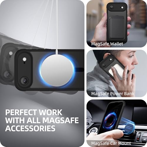 BERFY for iPhone Air Case, Compatible with MagSafe, Built-in Privacy Screen Protector, Camera Protection, Shockproof Full Body Phone Case 6.5", Clear Black