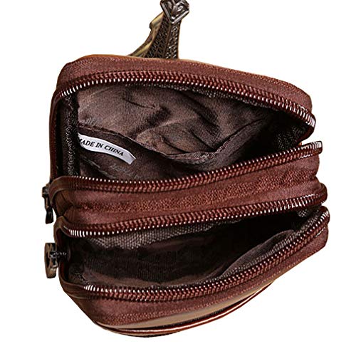 Leather Phone Belt Holster Waist Case Bag for Men Travel Outdoor Camping Cell Phone Loop Pouch Pack Purse Wallet Holder (Coffee) - color: #05coffee