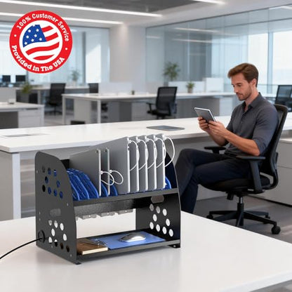 POCHAR 10-Device Open Charging Station for Chromebooks Tablets with Sockets - size: 10 Laptops