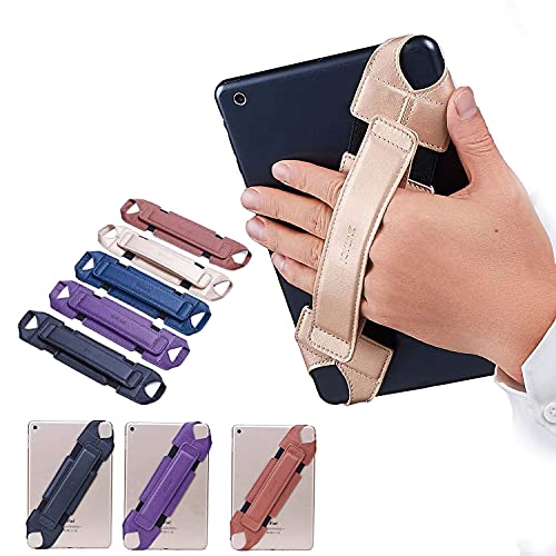 Universal Tablet Hand Strap Holder, Joylink 360 Degrees Swivel Leather Handle Grip with Elastic Belt, Secure & Portable for 7.9" Tablets (Samsung Asus Acer Google Kindle iPad Mini), Gold - color: Gold
