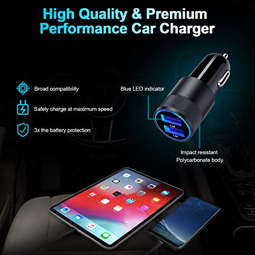 Fast Car Charger, 2Pack 3.4A Fast Charging Car Adapter Dual Port Cigarette