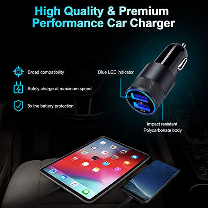 Fast Car Charger, 2Pack 3.4A Fast Charging Car Adapter Dual Port Cigarette