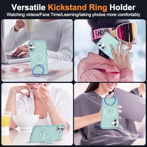 SKYLMW Compatible with iPhone 16 Plus Case with Stand,Blue | iPhone 16 Plus Phone Case 6.7",Magnetic Ring Stand,Compatible with MagSafe,Military-Grade Plustection,Great Grip Feeling - color: Blue, size: Iphone 16 Plus