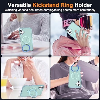 SKYLMW Compatible with iPhone 16 Plus Case with Stand,Blue | iPhone 16 Plus Phone Case 6.7",Magnetic Ring Stand,Compatible with MagSafe,Military-Grade Plustection,Great Grip Feeling - color: Blue, size: Iphone 16 Plus
