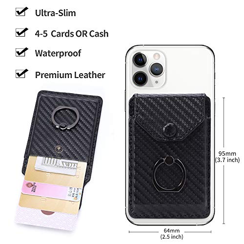 Self Adhesive Phone Card Wallet with Ring Stand Flip Cover, Black B - color: Black B