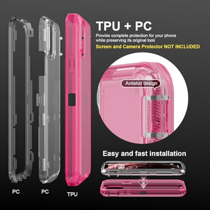 Follaroma for iPhone 11 Pro Max Case, 6.5 inch, Crystal Pink | Heavy Duty Shockproof Protection Phone Cases, Anti-Drop, Military Grade Dual Layer Transparent Rugged Protective Cover - color: Pink, size: iPhone 11 Pro Max 6.5‘’