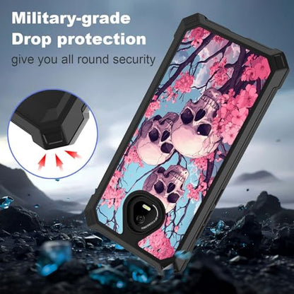 for Schok Volt Sv67q Sv67332 Case with Screen Protector, Military Grade Drop Protection, Dual Layer Hybrid Shockproof Protection TPU Phone Case for Schok Volt Sv67q, Three Skulls - color: Three skulls