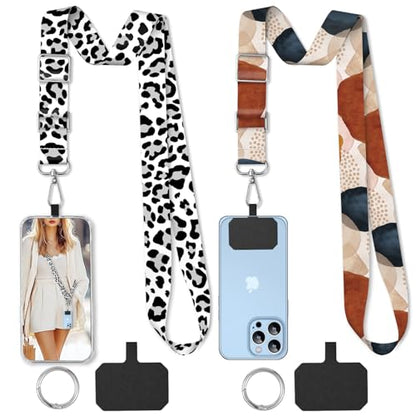 2 Pack Phone Lanyard Cell Phone Lanyard Crossbody Adjustable Phone Strap for Use Around the Neck Cell Phone Lanyard - color: Leopard Spots