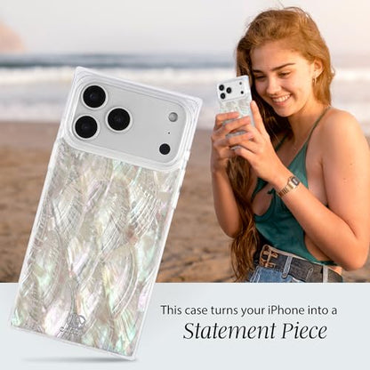 COCOMII Rectangle for iPhone 17 Pro Max Case, Natural Real Mother of Pearl | Compatible with MagSafe Wireless Charging, Shockproof 10ft Drop Protection, Camera & Screen Protection, Premium Glossy Finish - color: Natural Real Mother of Pearl, size: iPhone