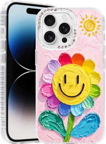 Compatible with iPhone 12 Pro Max Case,with [Soft Slim][Camera Protection] Cute Rainbow Flower Aesthetic Phone Cover Anti-Yellowing Shockproof Protective Cover for Women Girl-Pink - color: Pink, size: iPhone 12 Pro Max