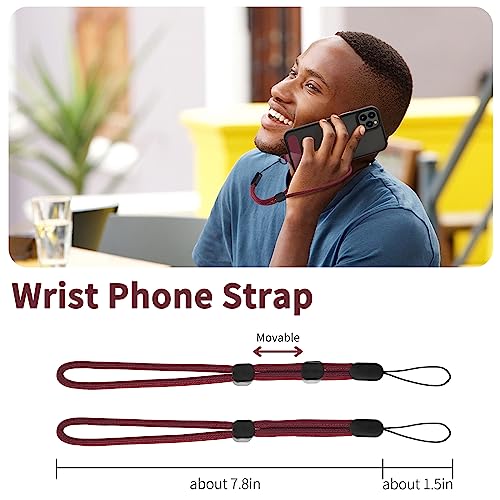 CACOE Phone Lanyard, Dark Red, 2 Pcs - color: Dark Red, size: 30"（Neck Strap×1）+8"（Wrist Strap×1）
