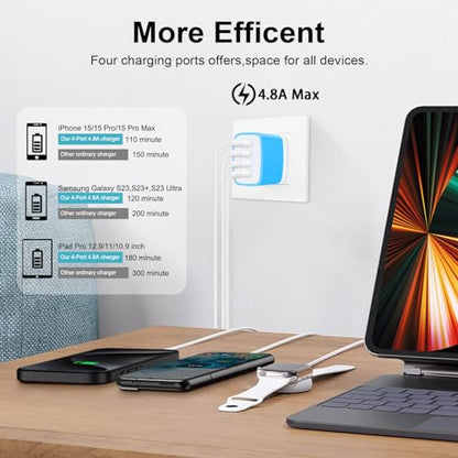 USB Cube Samsung Charging Block for Samsung Galaxy A17 5G A16 A56 A36 A26 A15 A55 A35 A25 A03s S26 Ultra S25 FE S24 S23 Z Flip 5 Z Fold 5,Multi Plug for iPhone 17e 17 16 15 Pro Max 14 13 12,Pixel 10a