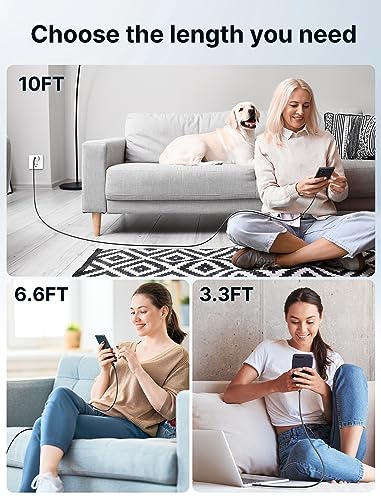 JSAUX USB C to USB C Cable, 3-Pack 10ft/6.6ft/3.3ft, 5A Fast Charging,Black - color: Black, size: 10 ft+6.6 ft+3.3 ft