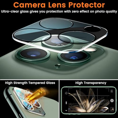 Lesakit 3+3 Pack Privacy Screen Protector for iPhone 11 Pro Max 6.5-Inch with 3 Pack Camera Lens Protector, Anti Spy Tempered Glass Film 9H Hardness Bubble Free Case Friendly - size: iPhone 11 Pro Max