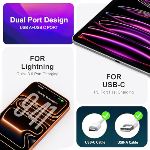20W USB C Fast Charger, 3Pack Durable Dual Port PD 3.0 with USB A Wall Charger Block for iPhone, iPad Pro, AirPods Pro, Samsung Galaxy, Motorola, LG, Google Pixel Brick Plug Power Adapter(Green) - color: Green