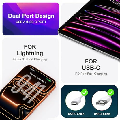 20W USB C Fast Charger, 3Pack Durable Dual Port PD 3.0 with USB A Wall Charger Block for iPhone, iPad Pro, AirPods Pro, Samsung Galaxy, Motorola, LG, Google Pixel Brick Plug Power Adapter(Green) - color: Green