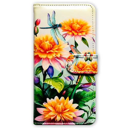 RFID Safe Case for iPhone 15 Pro Max,RFID Blocking,Dragonfly Yellow Flower Leather Flip Phone Case Wallet Cover with Card Slot Holder Kickstand for iPhone 15 Pro Max - color: Dragonfly Yellow Flower
