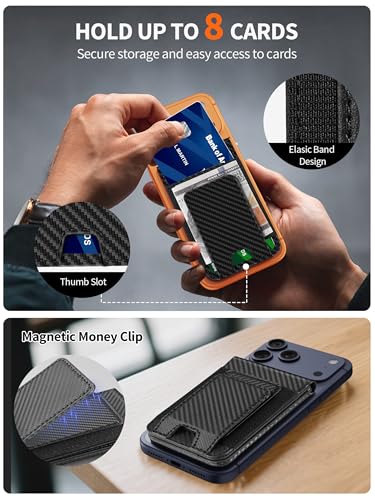 for MagSafe Wallet with Money Clip, Works with Apple Find My, Carbon Fiber - color: Carbon Fiber Find My