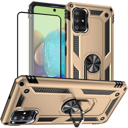 Samsung A71 5G Case, A71 5G Phone Case with Screen Protector, Military Grade Protective Cases with Ring for Samsung Galaxy A71 5G (Golden) - color: golden