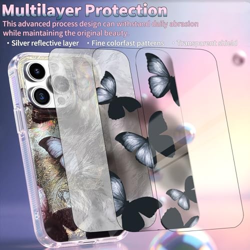 Compatible with iPhone 12 Pro Max Case,with [Shockproof Protective][Camera Protection] Cute Butterfly Aesthetic Phone Cover Anti-Yellowing Soft Slim Cover for Women Girl-Black - color: Black Butterfly, size: iPhone 12 Pro Max