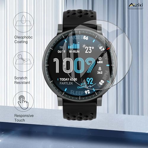 Aiziki（6 Pack Compatible for Amazfit Active Max Smart Watch Screen Protector, Full Coverag, HD Clear Easy Install, Bubble Free for Amazfit Active Max Smart Watch Screen Protector - size: RM6-Amazfit Active Max Smart Watch-US