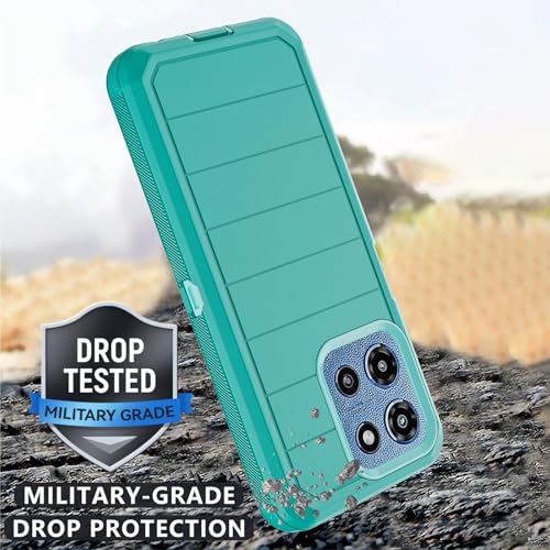 for Motorola Moto G 2026/2025 Case: for Moto G Play 2026 Case with Belt Clip Holster, Heavy Duty 3-Layer Military Grade Rugged Full Body Protection Cover (Teal) - color: Teal