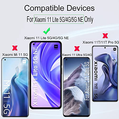Ibywind Screen Protector For Xiaomi 11 Lite 5G NE/Mi 11 Lite 5G/4G,with 2Pcs Tempered Glass,1Pc Camera Lens Protector,1Pc Backing Carbon Fiber Film [Fingerprint Reader,Easy to install] - size: Xiaomi 11 Lite 6,55"