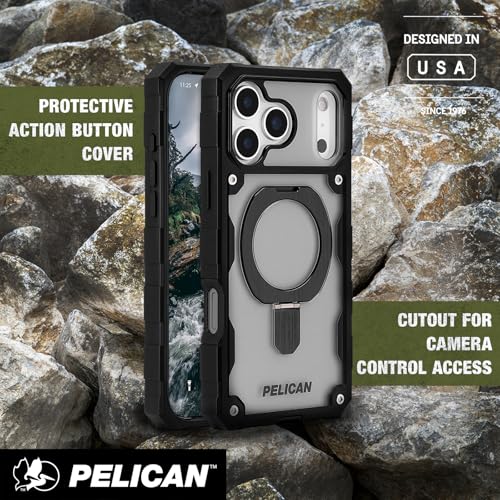 Pelican Shield iPhone 17 Pro Max Case - Rugged MagSafe Phone Case - Smoke | Magnetic Phone Case w/24ft Military Grade Drop Protection - Phone Cover w/ Belt Clip Holster Kickstand for iPhone 17 Pro Max - color: Smoke - Pro Max, style: iPhone 17 Pro Max