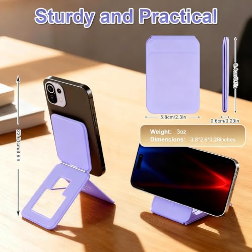 Magnetic Phone Stand, PU Leather Phone Tripod with Angle Adjustment - color: C-Purple
