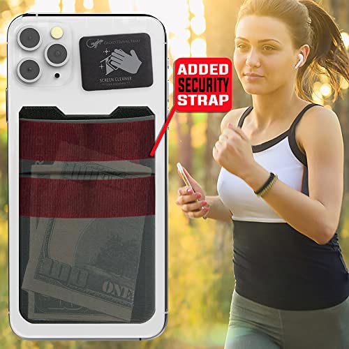 Gecko Travel Tech Double Pocket - Adhesive Card Holder - Cell Phone Pouch - Stick on Spandex Pocket - Carry Credit Cards and Cash (GRAY-BLANK-) - color: GRAY--BLANK--