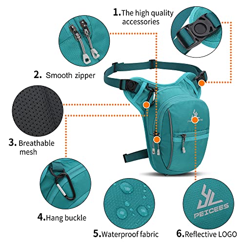 Peicees Motorcycle Leg Bag for Men Womens Thigh Bag, Expandable - color: Lake Blue