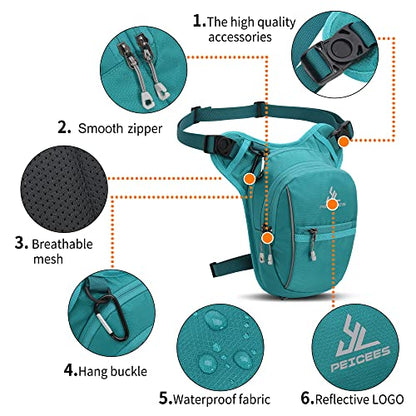 Peicees Motorcycle Leg Bag for Men Womens Thigh Bag, Expandable - color: Lake Blue