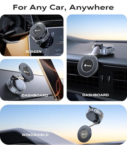 VICSEED Upgraded Car Phone Holder for Magsafe Car Mount [Strongest Suction] - color: Translucent Black