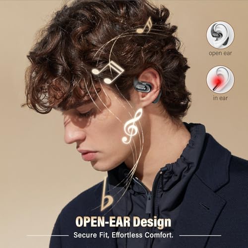 Open Ear Headphones, Bluetooth 5.4 Wireless Earbuds, Black