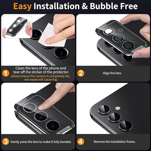 Zeking (2 Set for Motorola Edge (2024) Camera Lens Protector, Scratch-Resistant HD Clarity Ultra-Thin 9H Tempered Glass with Aluminum Edging, Individual Metal Lens Cover (Black) - color: Black